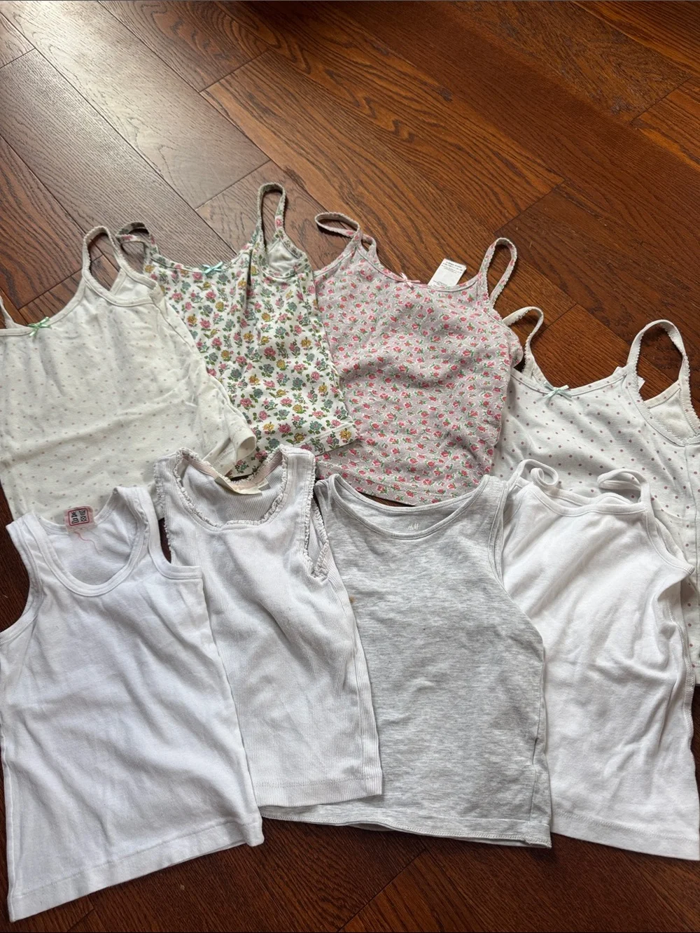Girls White & Floral Tank Top Sets